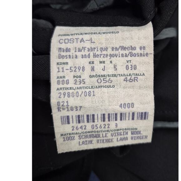 Boss Hugo Boss Mario's Italy Black 100% Virgin Wool Light Summer Blazer Sz 46R - Picture 7 of 8